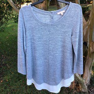 Stitchfix Mixed Material Hem Knit Top